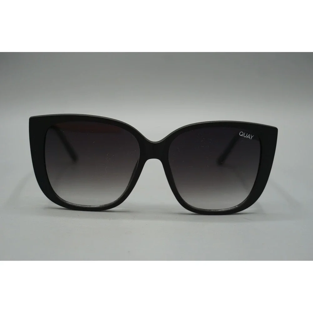 Quay Australia Ever After Sunglasses Matte Black Smoke Gradient Lens Square